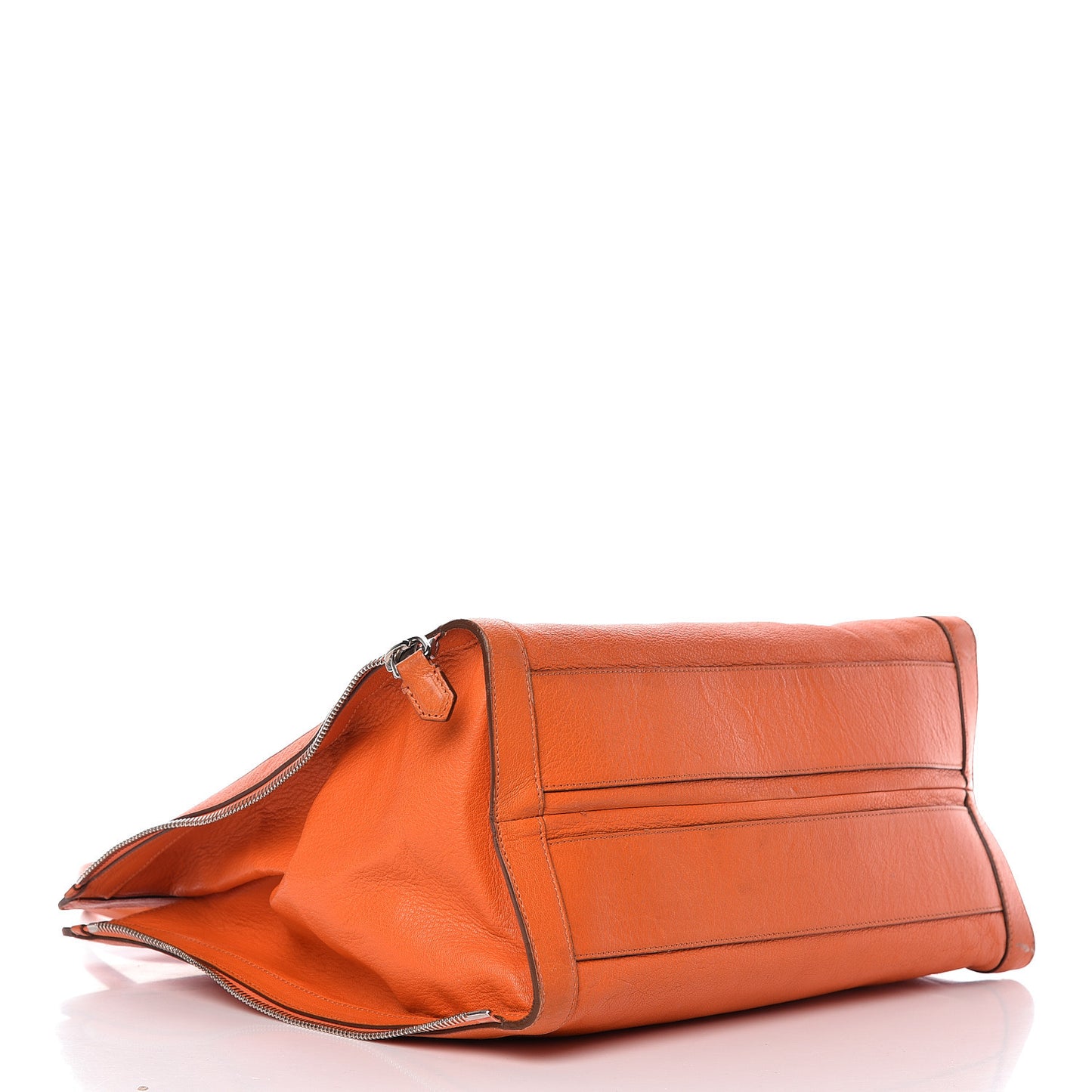 Grained Goatskin Antigona Zippered Tote Orange