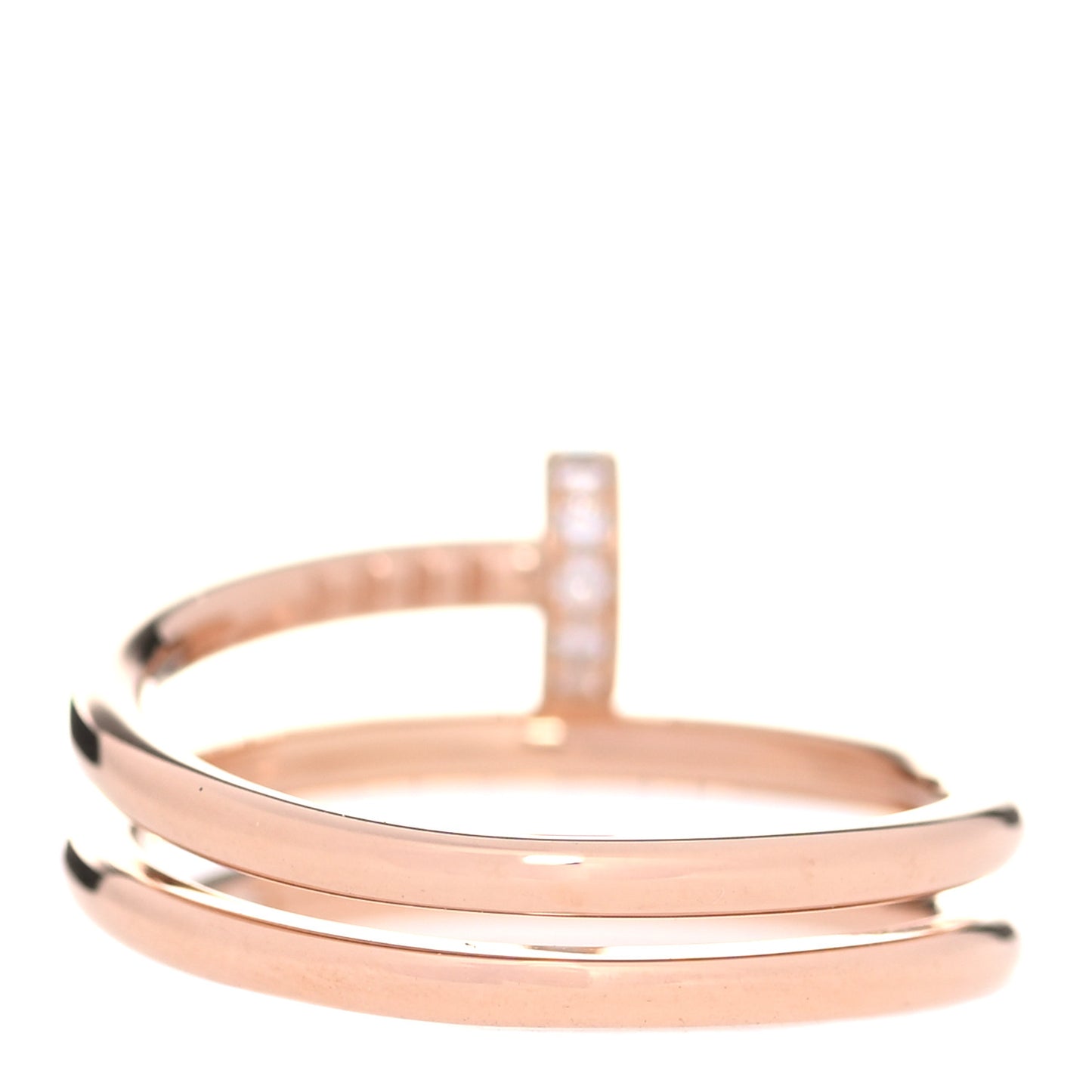 18K Pink Gold Diamond Double Juste Un Clou Ring 54 6.75