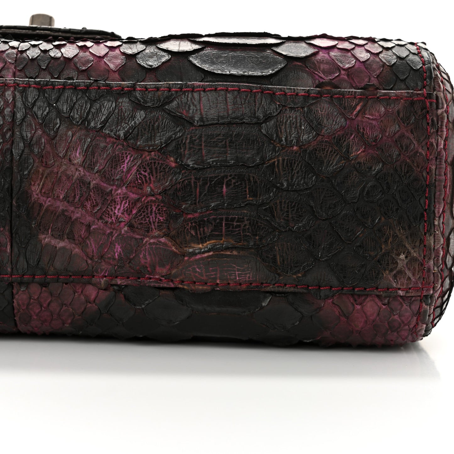 Snakeskin Soho Tassel Medium Flap Dark Pink Black