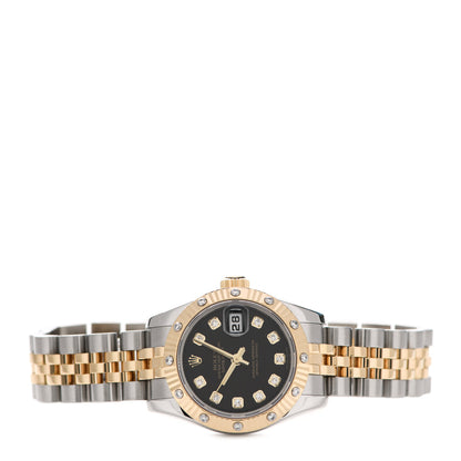 Rolex Stainless Steel 18K Yellow Gold Diamond 26mm Oyster Perpetual Datejust Watch Black 179313 2 of 5