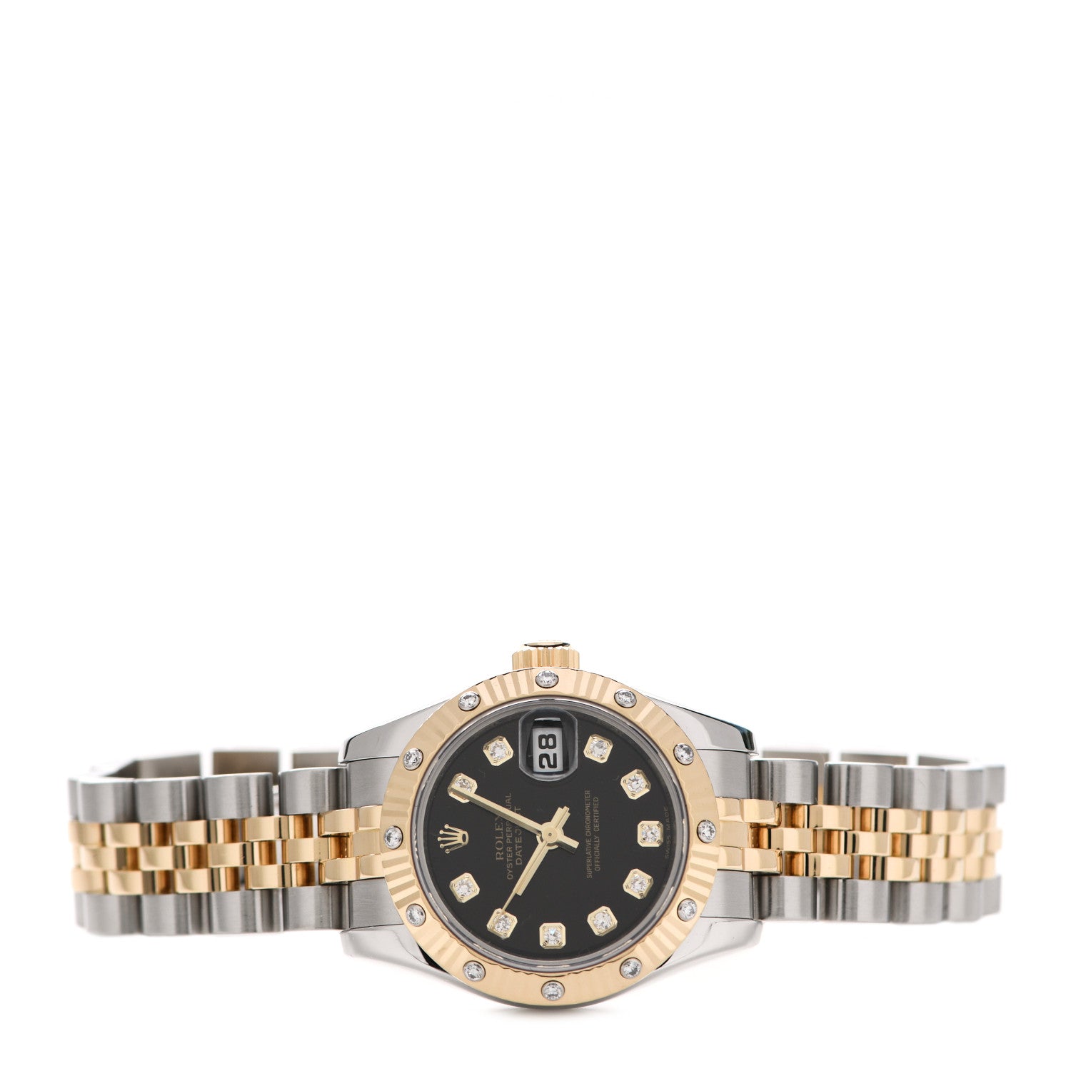 Rolex Stainless Steel 18K Yellow Gold Diamond 26mm Oyster Perpetual Datejust Watch Black 179313 2 of 5