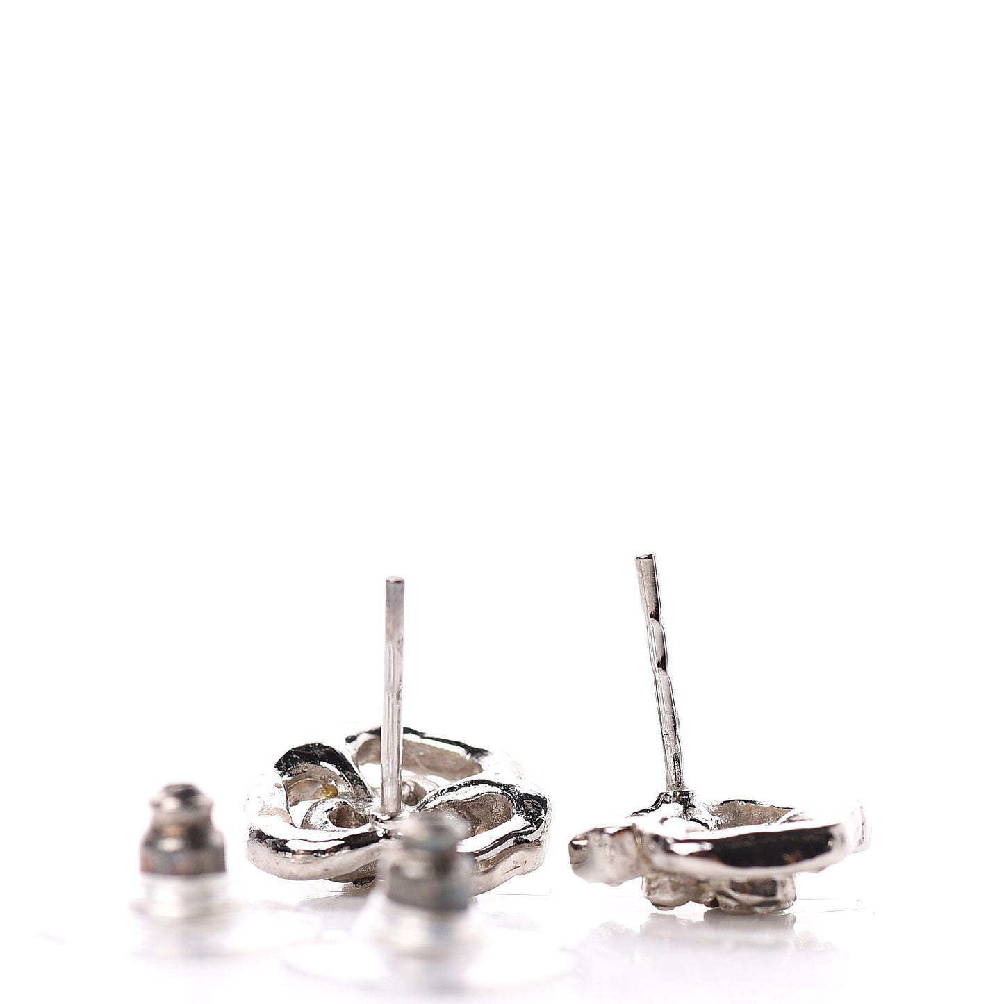 Crystal CC Camellia Earrings Silver