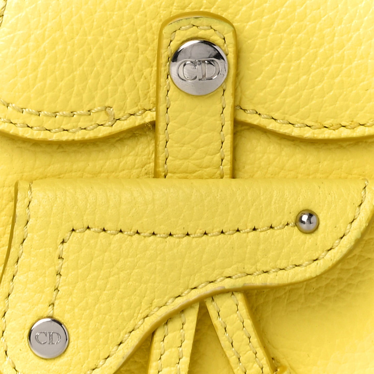 Grained Calfskin Saddle Bag Key Ring Jaune