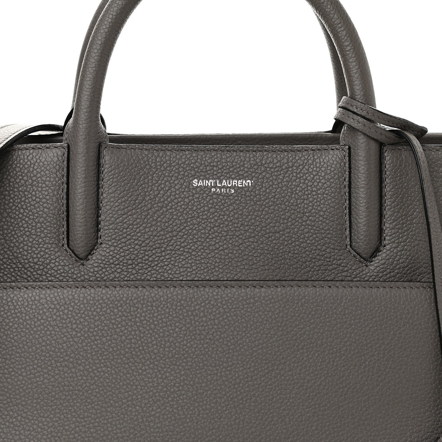 Saint Laurent Grained Calfskin Small Cabas Rive Gauche Fog 8 of 10