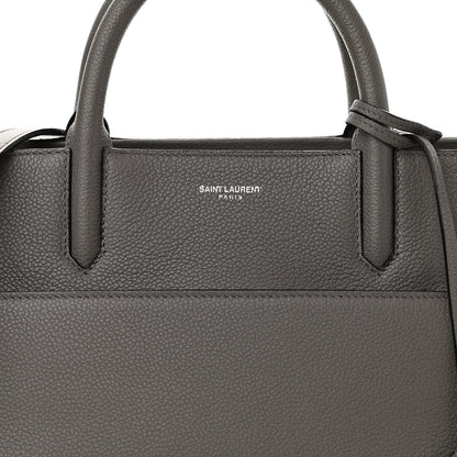 Saint Laurent Grained Calfskin Small Cabas Rive Gauche Fog 8 of 10