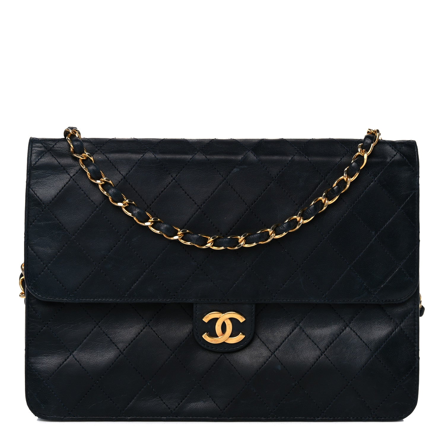 Chanel Lambskin Quilted Medium Single Flap Navy 1 of 25