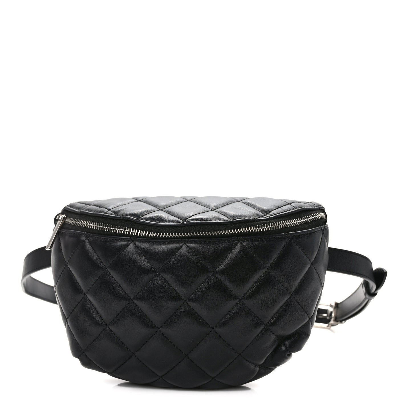 Calfskin Quilted Waist Belt Bag Black