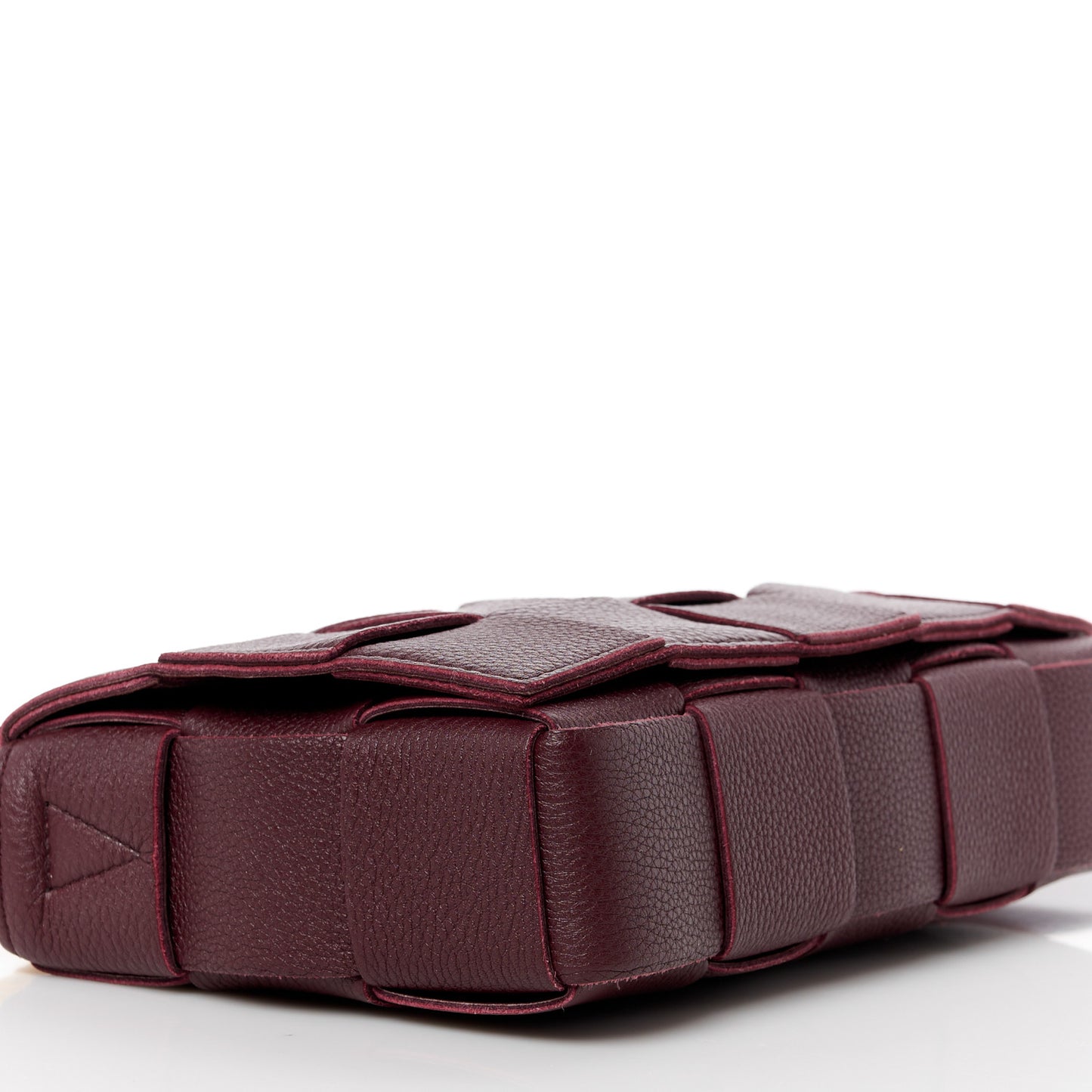 Grained Calfskin Maxi Intrecciato Cassette Crossbody Bag Bordeaux