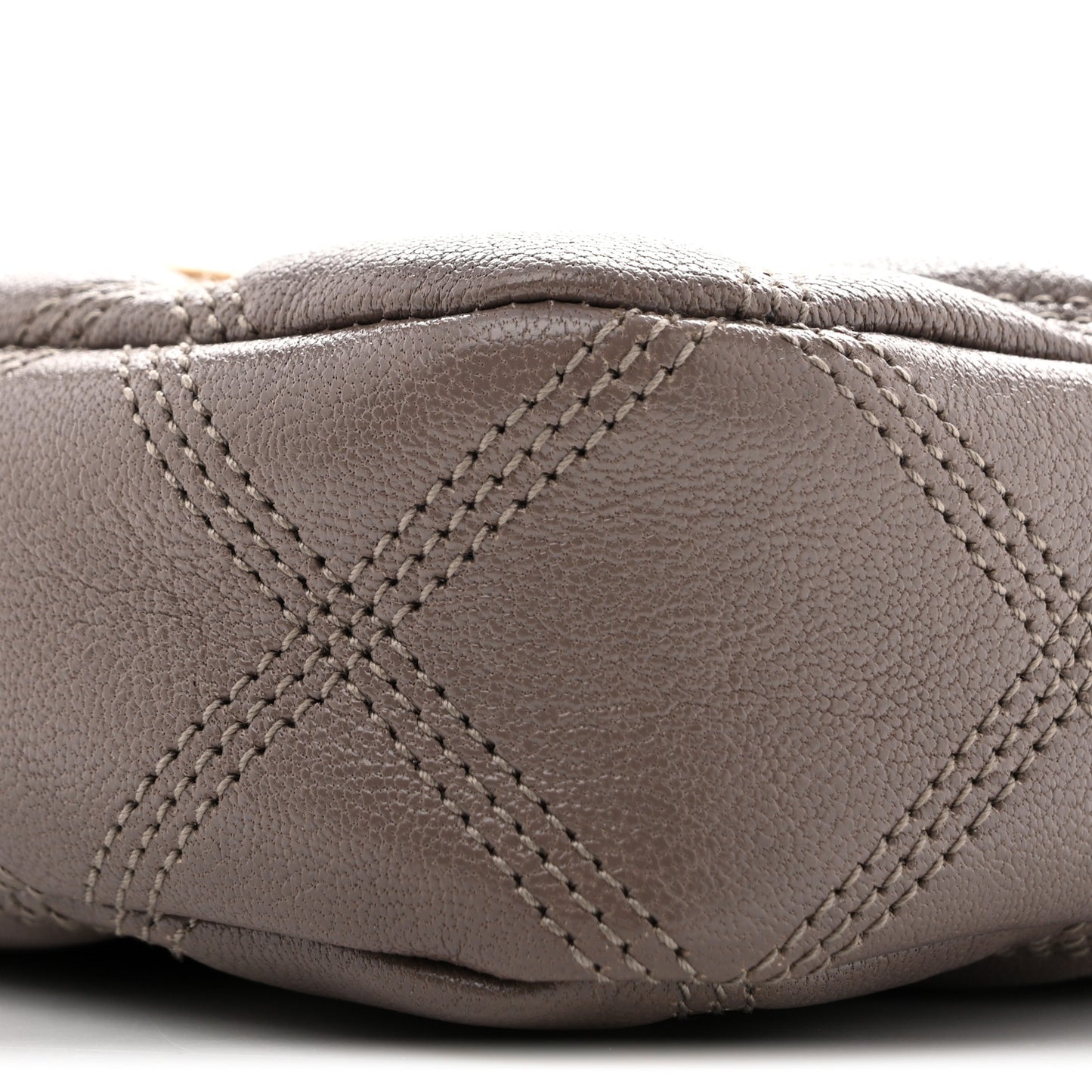 Grained Lambskin Quilted Mini Becky Double Zip Bag Taupe