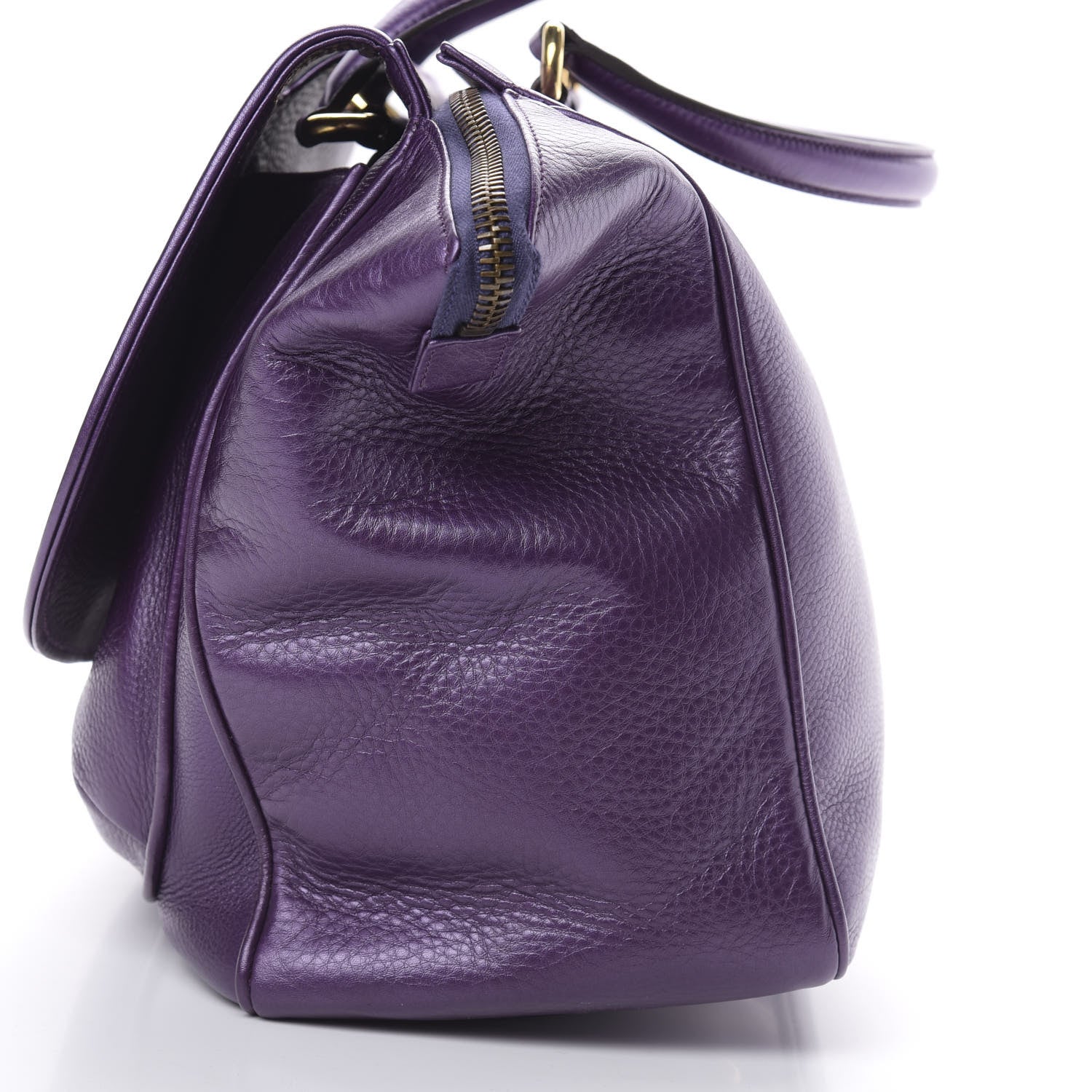Gucci Metallic Pebbled Calfskin Medium 1973 Top Handle Satchel Purple 13 of 14