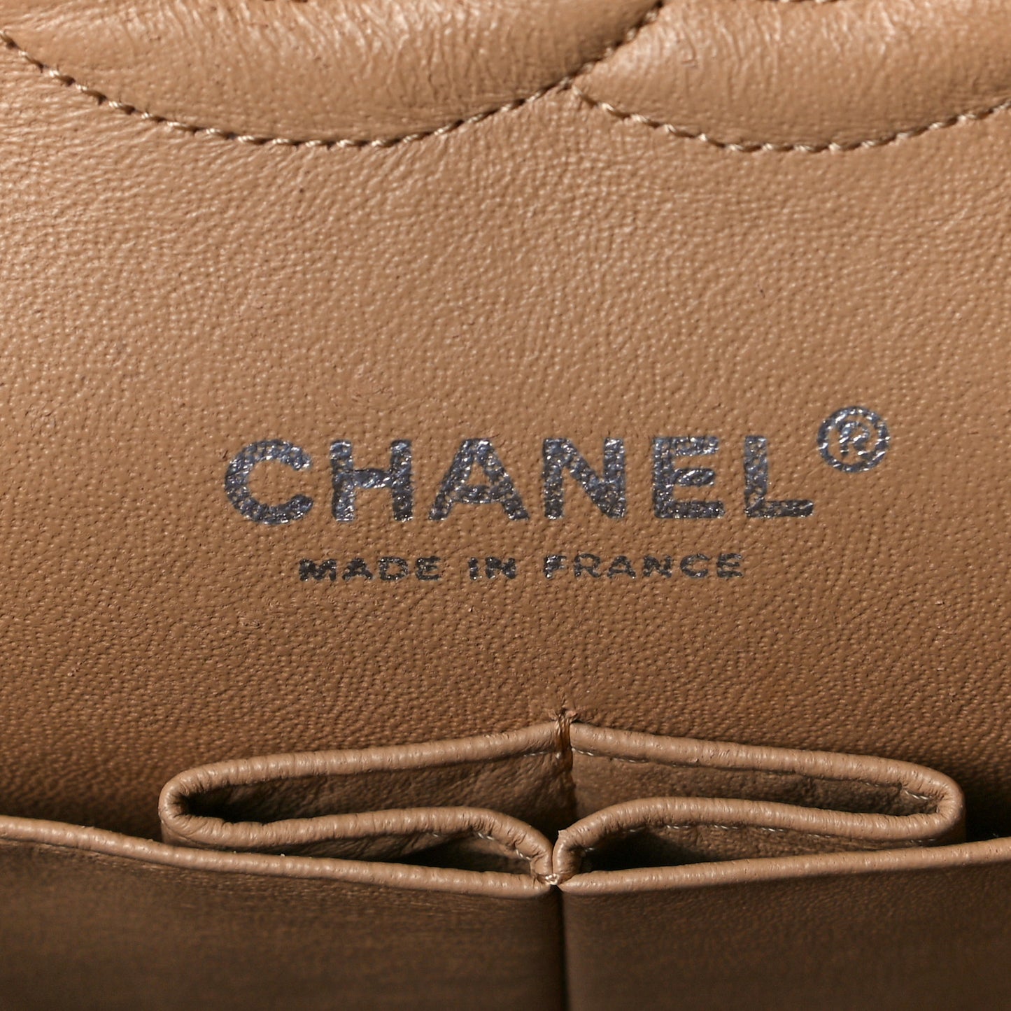Lambskin Quilted Medium Double Flap Beige
