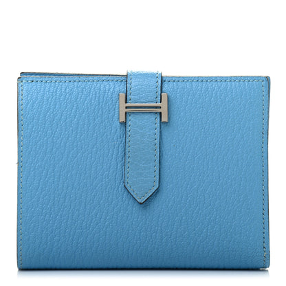 Hermes Chevre Mysore Bearn Compact Wallet Celeste 1 of 7