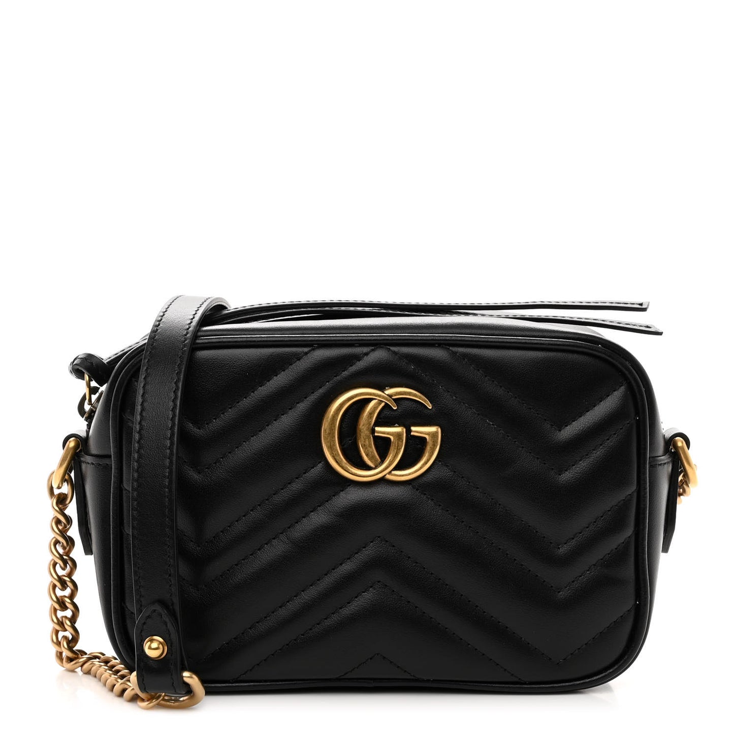 Calfskin Matelasse Mini GG Marmont Chain Shoulder Bag Black
