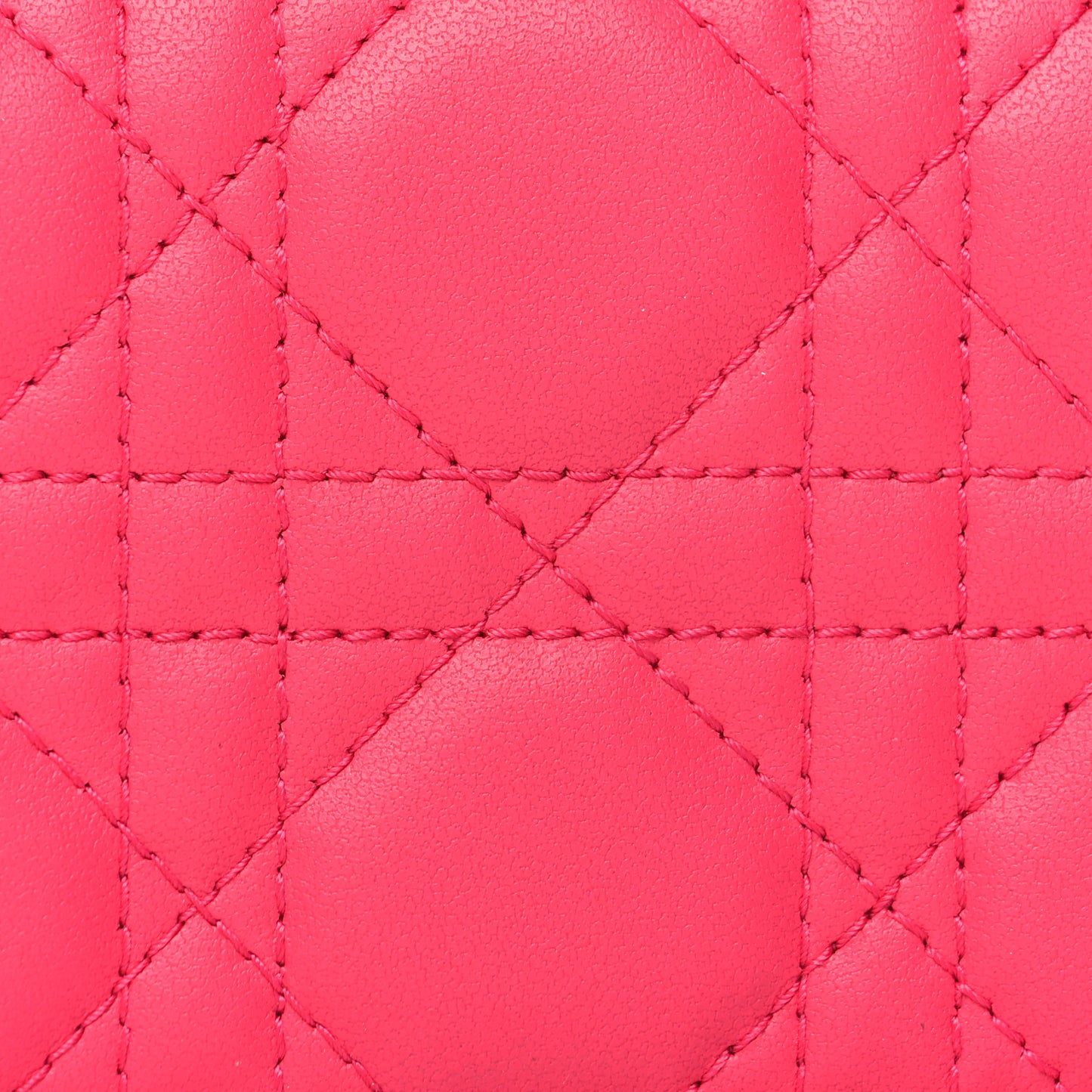 Lambskin Cannage Small Lady Dior Flap Card Holder Fuchsia