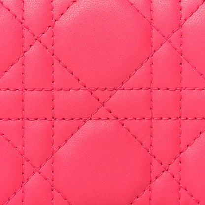 Christian Dior Lambskin Cannage Small Lady Dior Flap Card Holder Fuchsia 9 of 10