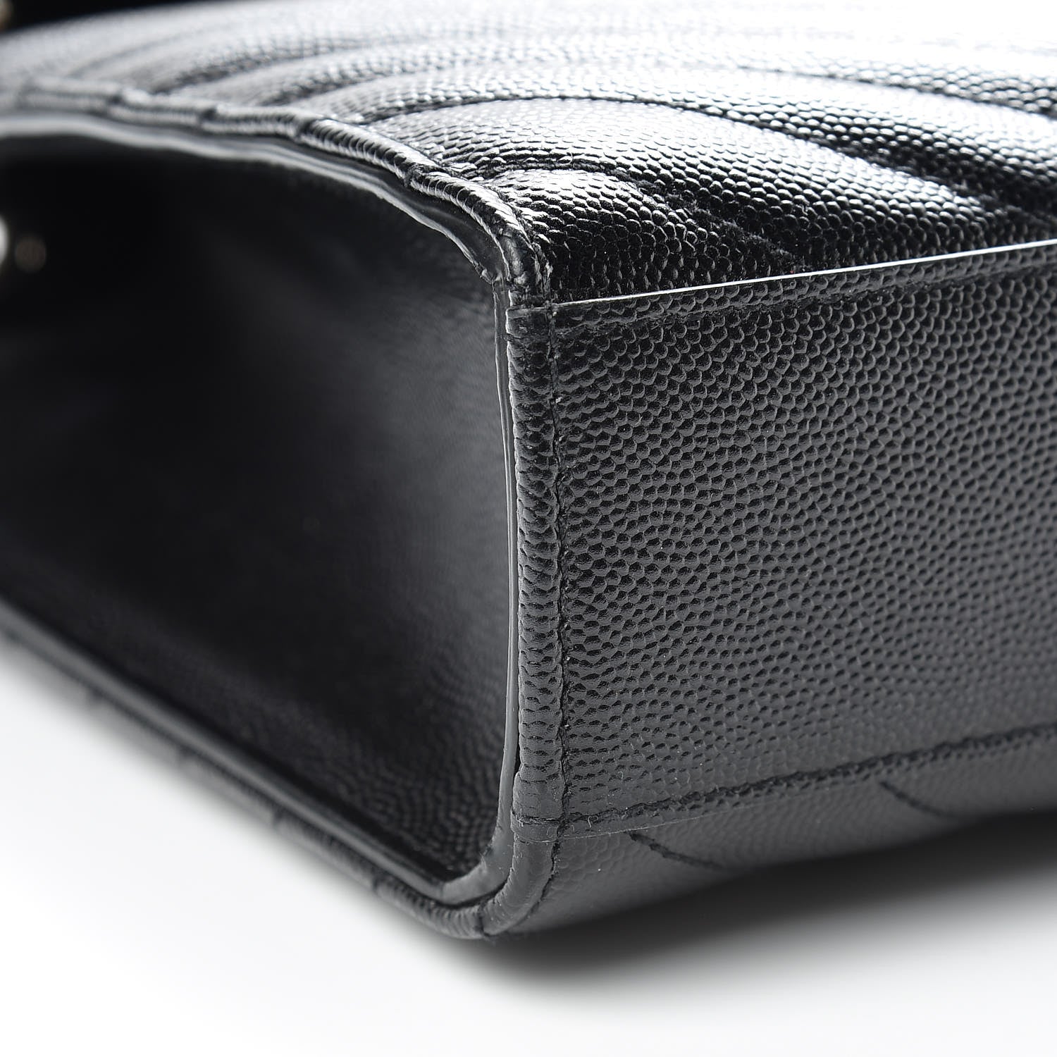 Saint Laurent Grain De Poudre Matelasse Chevron Large Monogram Satchel Black 10 of 14
