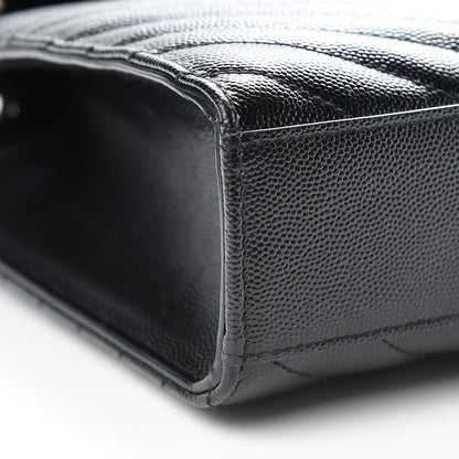 Saint Laurent Grain De Poudre Matelasse Chevron Large Monogram Satchel Black 10 of 14