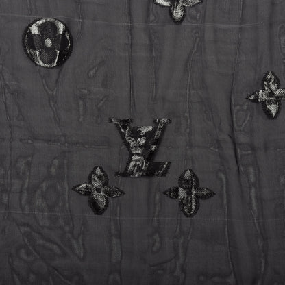 Louis Vuitton Silk Crepe Monogram Scarf Black 4 of 5