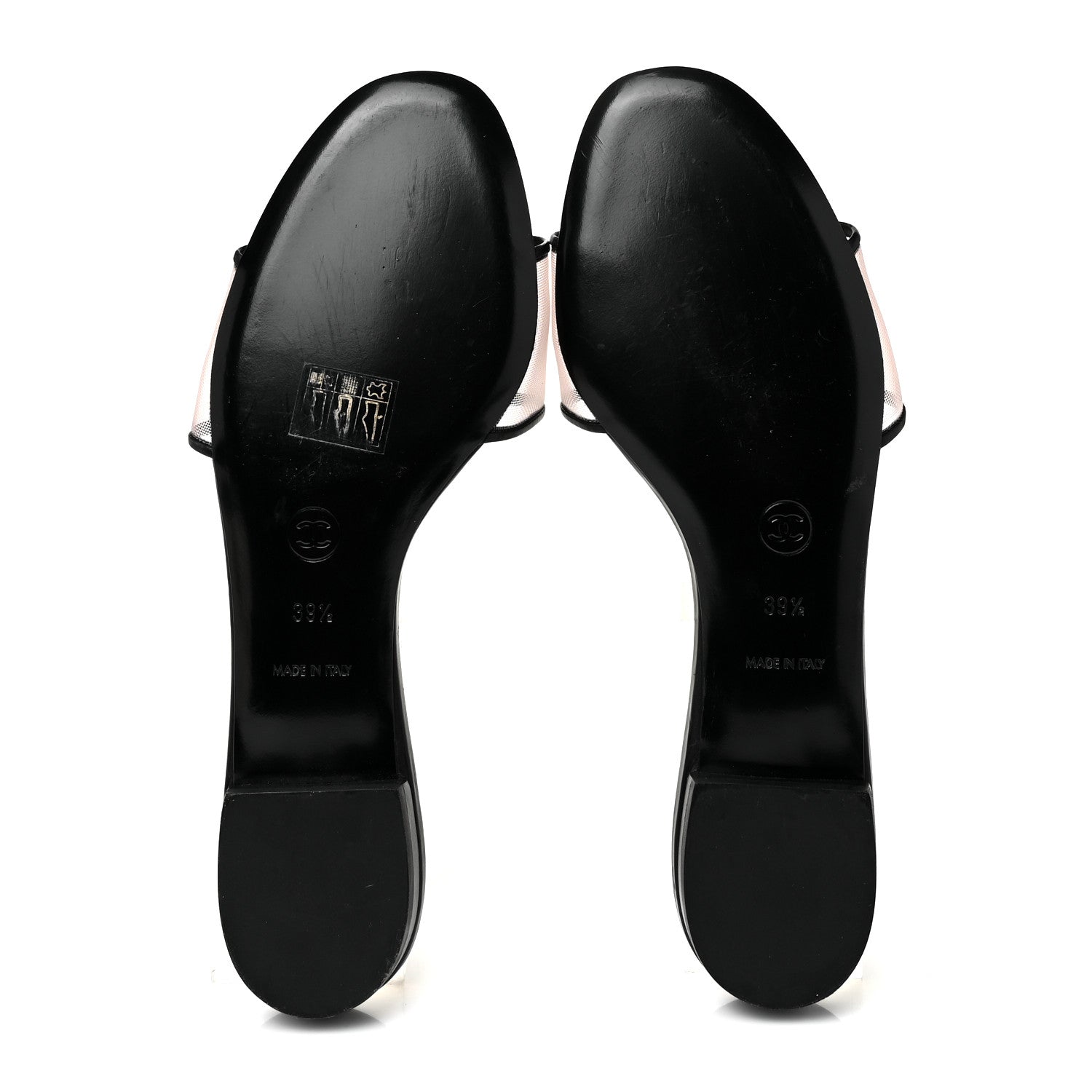 Chanel Mesh Grosgrain Camellia Sandal Mule 39.5 Black Pink 5 of 7