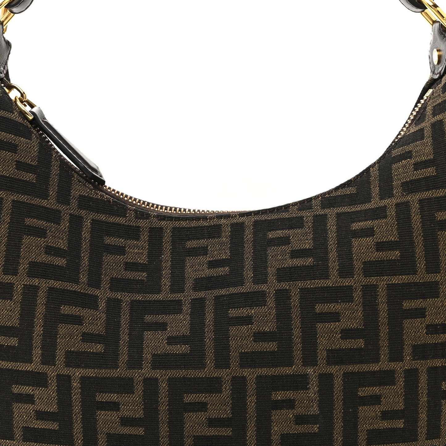 Fabric Jacquard Vitello Grace FF 1974 Small Fendigraphy Hobo Bag Tobacco Moro Ebano