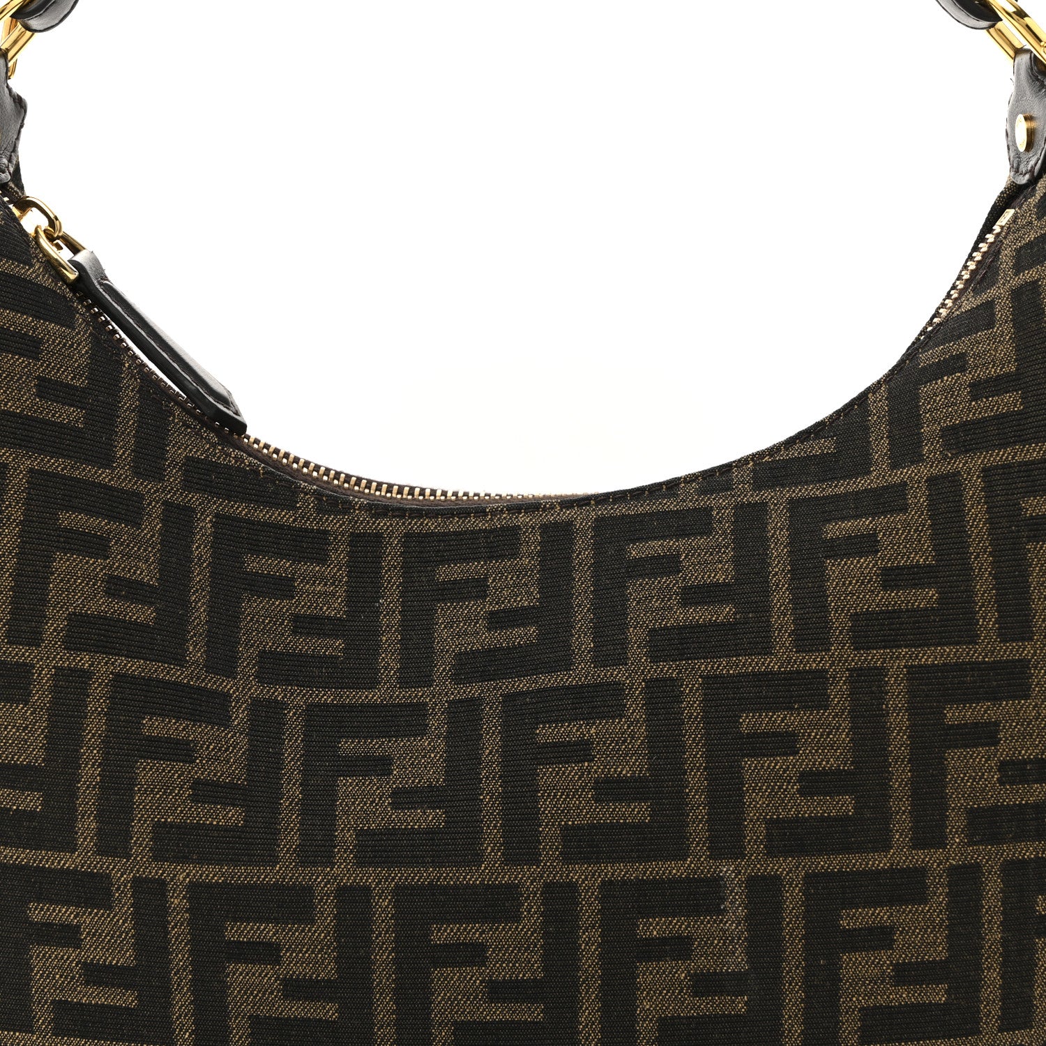 Fendi Fabric Jacquard Vitello Grace FF 1974 Small Fendigraphy Hobo Bag Tobacco Moro Ebano 8 of 15