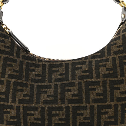 Fendi Fabric Jacquard Vitello Grace FF 1974 Small Fendigraphy Hobo Bag Tobacco Moro Ebano 8 of 15