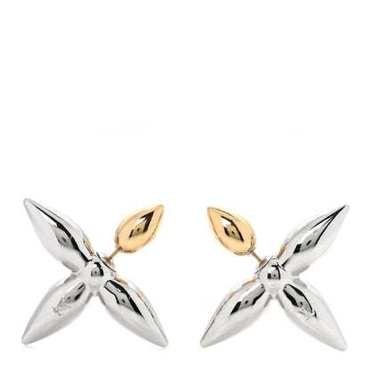 Louis Vuitton Metal Louisette Earrings Silver Gold 1 of 5