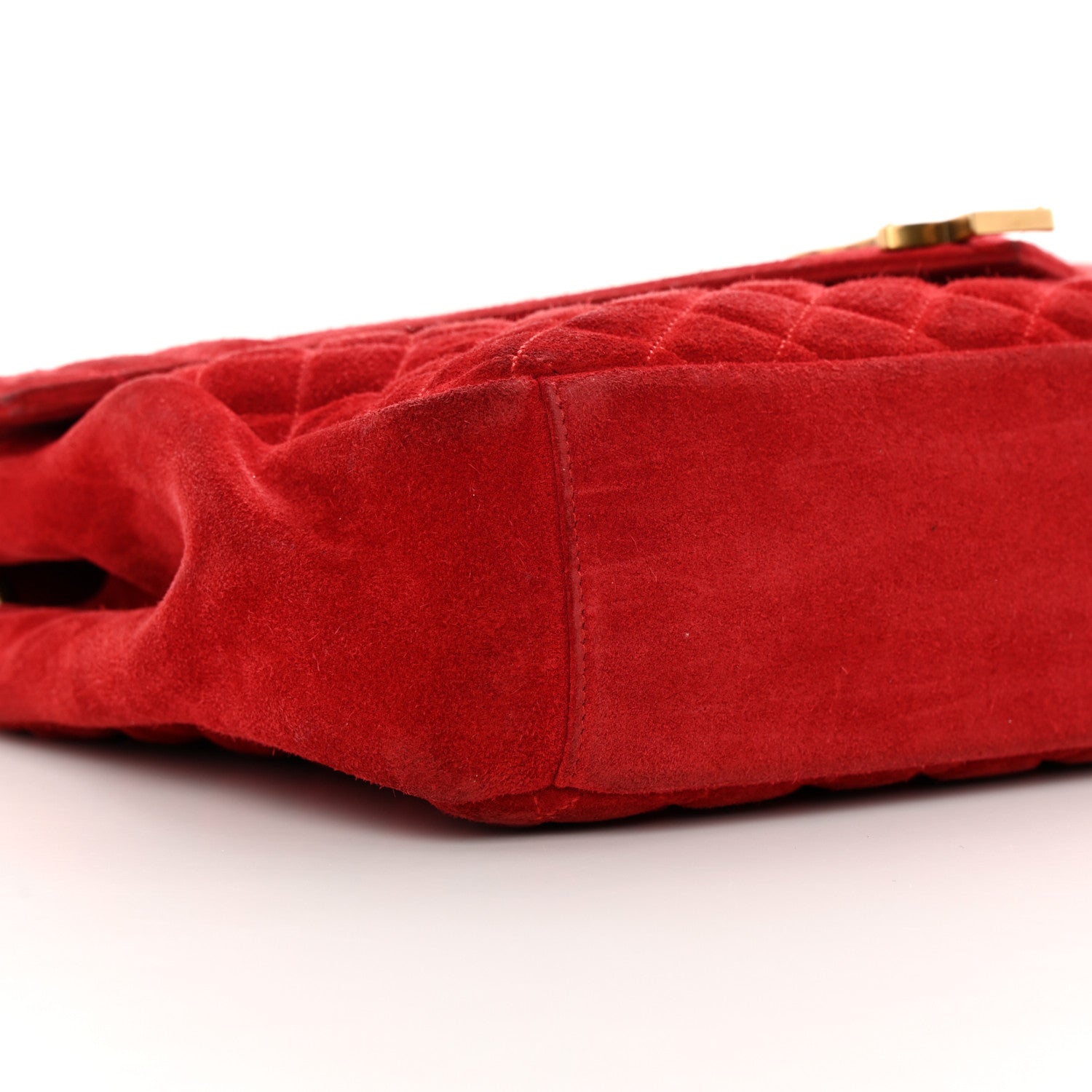 Saint Laurent Suede Mixed Matelasse Triquilt Large Monogram Envelope Satchel Red 9 of 18