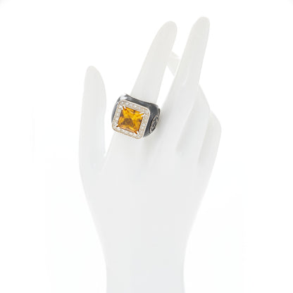 Gucci Sterling Silver Citrine Crystal Enamel Cocktail Ring 57 8 2 of 6