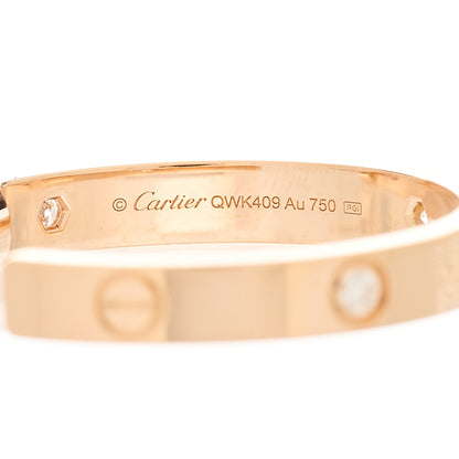 Cartier 18K Pink Gold 3 Diamond 3.5mm LOVE Hoop Earrings 4 of 4
