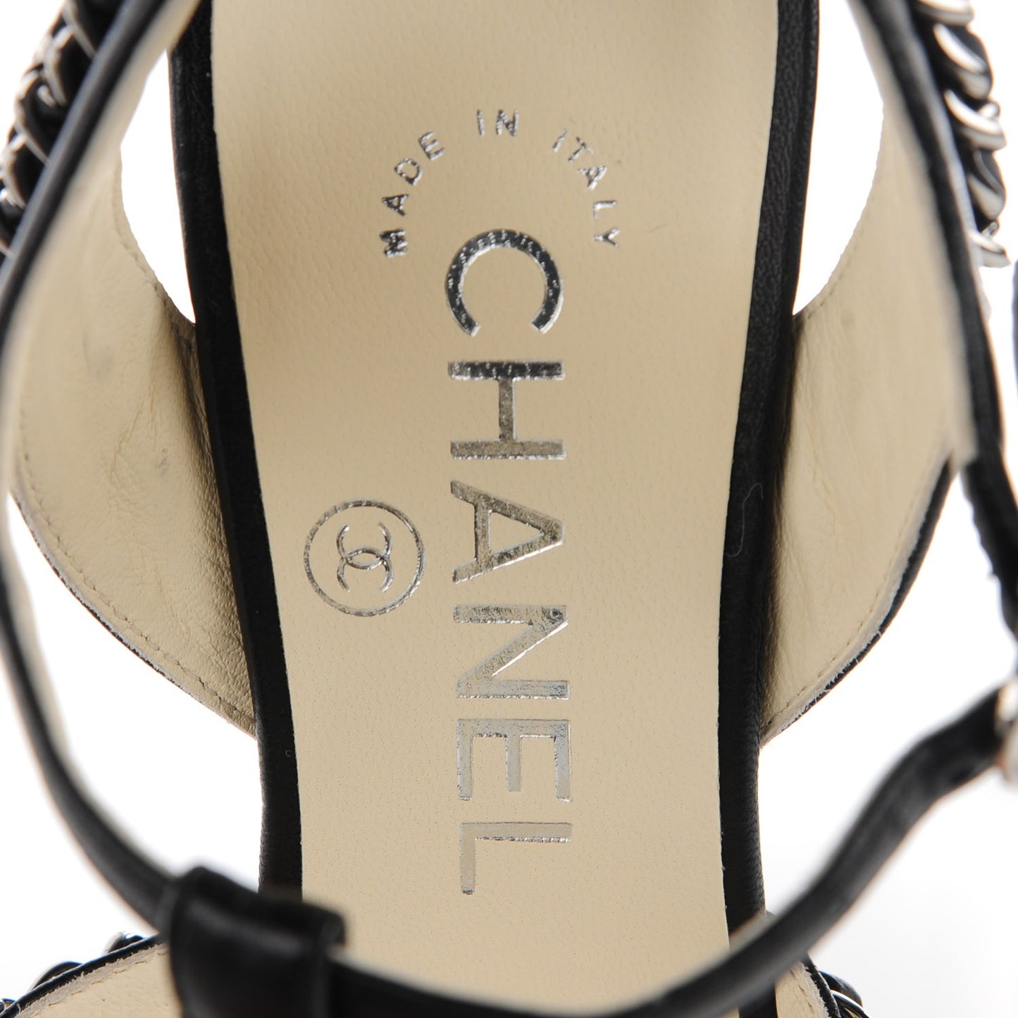 Lambskin Gladiator Chain Sandals 36 Black