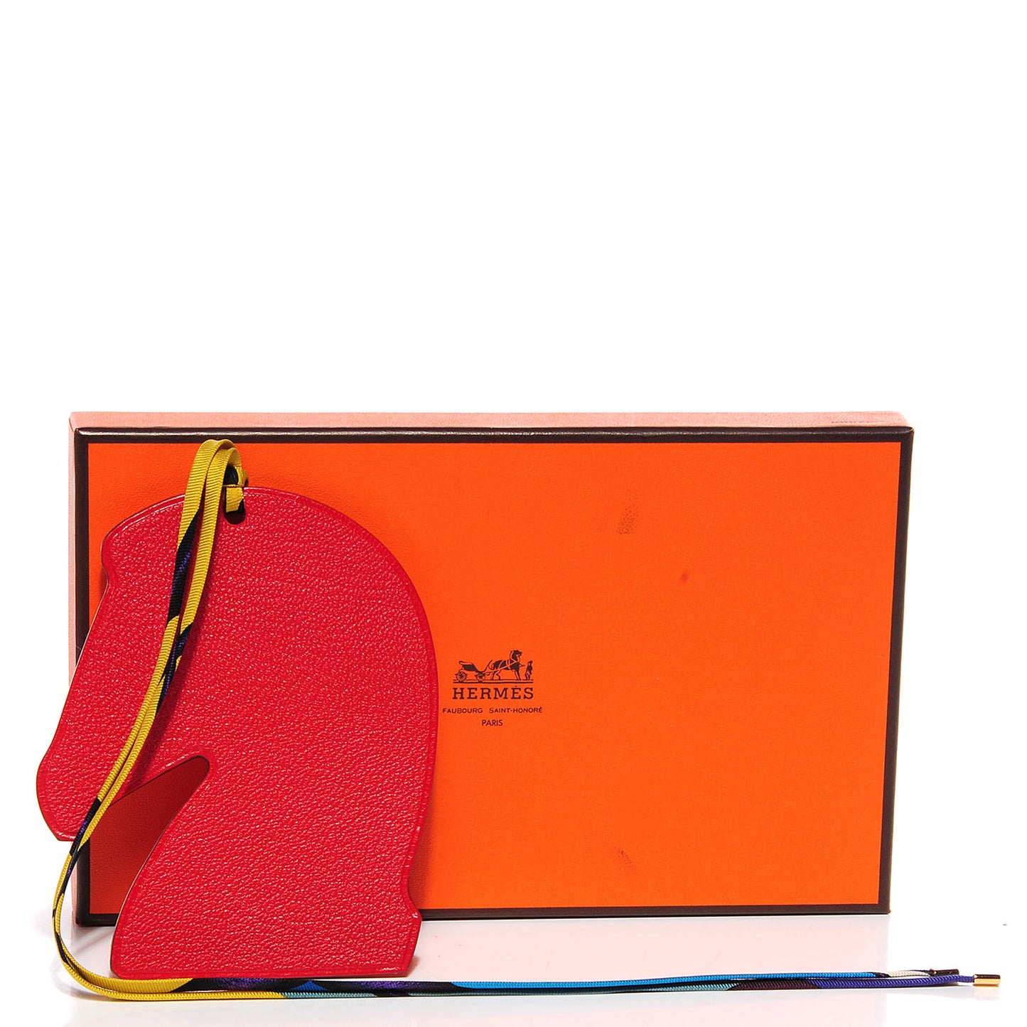 Everlisse Chevre Mysore Samarcande Horse Ornament Bag Charm Vermillion and Orange