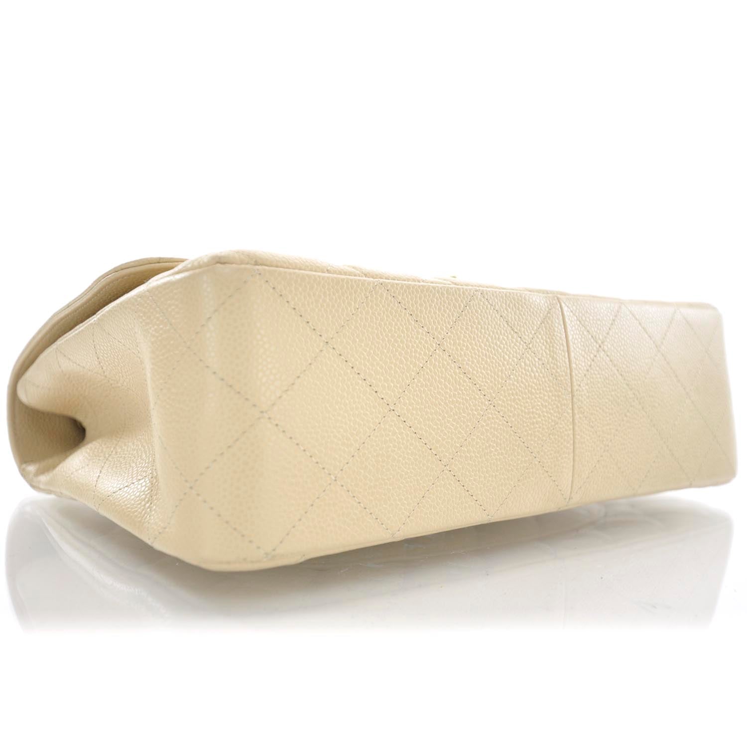 Chanel Caviar Jumbo Single Flap Beige 6 of 12
