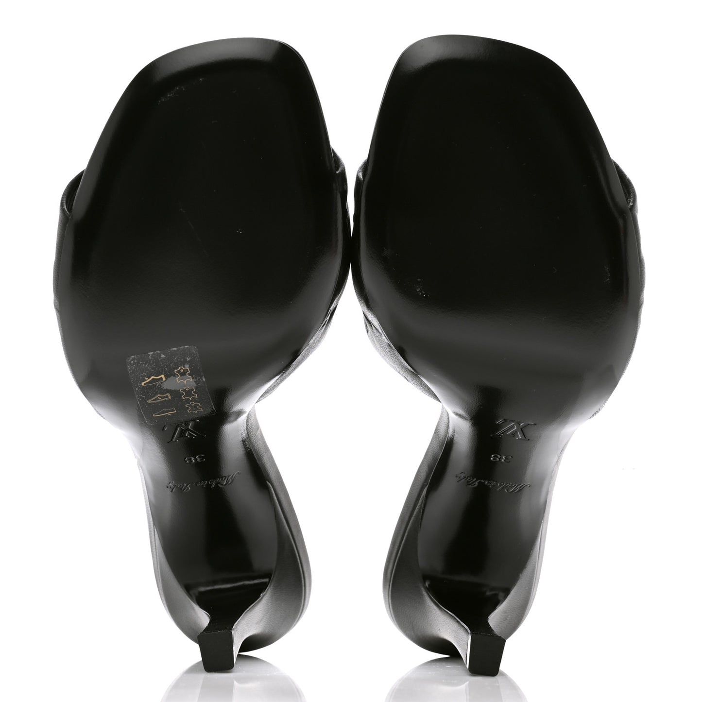 Lambskin Embossed Monogram Revival High Heel Mules 38 Black