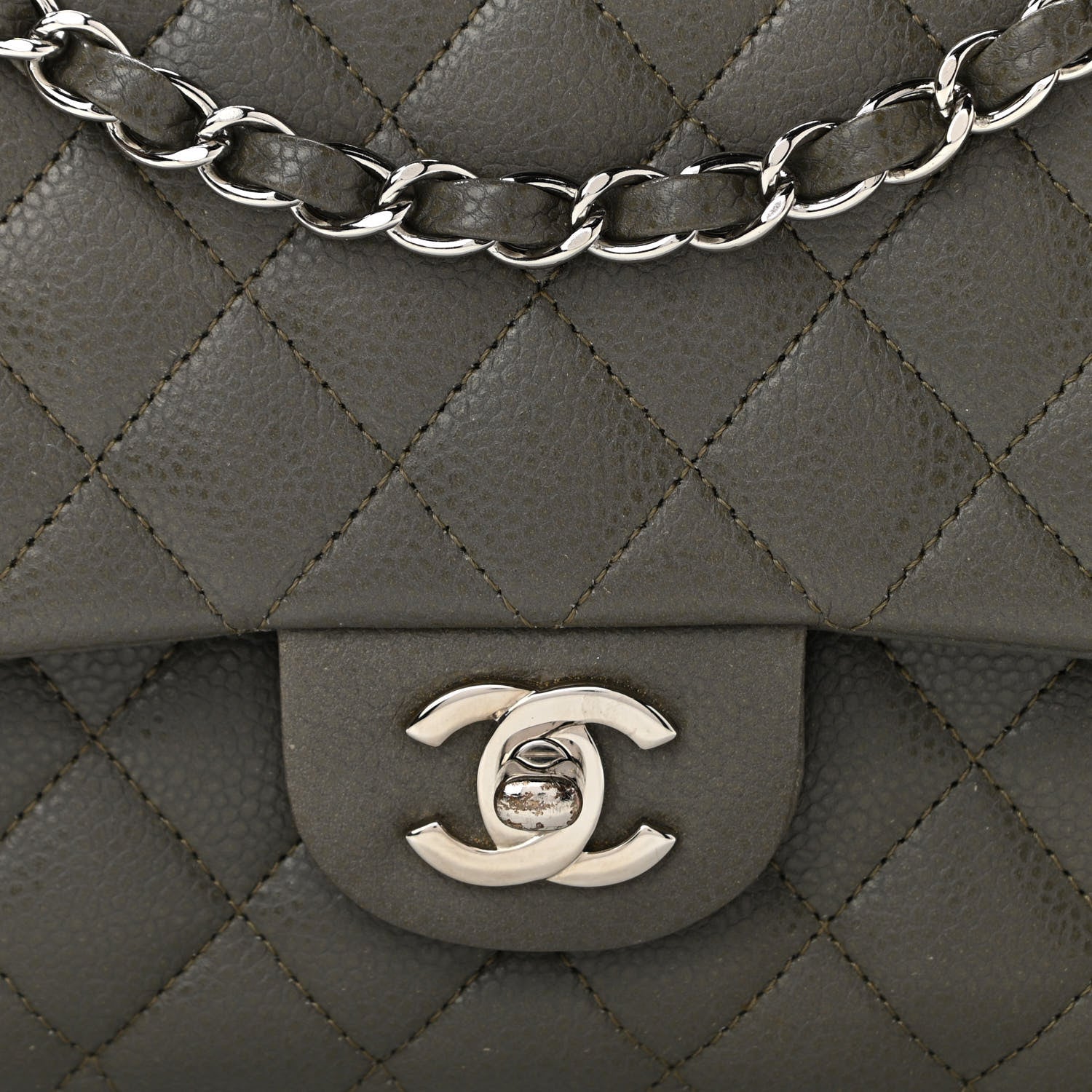 Chanel Caviar Quilted Medium Double Flap Dark Grey 8 of 13