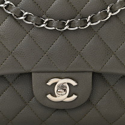 Chanel Caviar Quilted Medium Double Flap Dark Grey 8 of 13