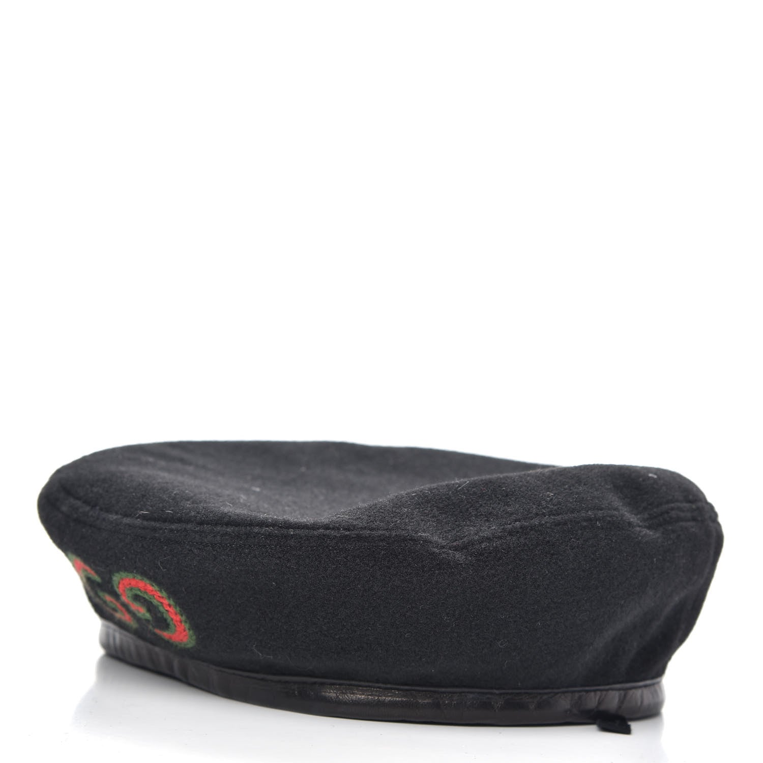 Gucci Felt Embroidered GG Patch Beret Hat M Black 2 of 5