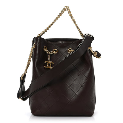 Chanel Calfskin Quilted Small On My Shoulder Drawstring Bag Brown 1 of 9