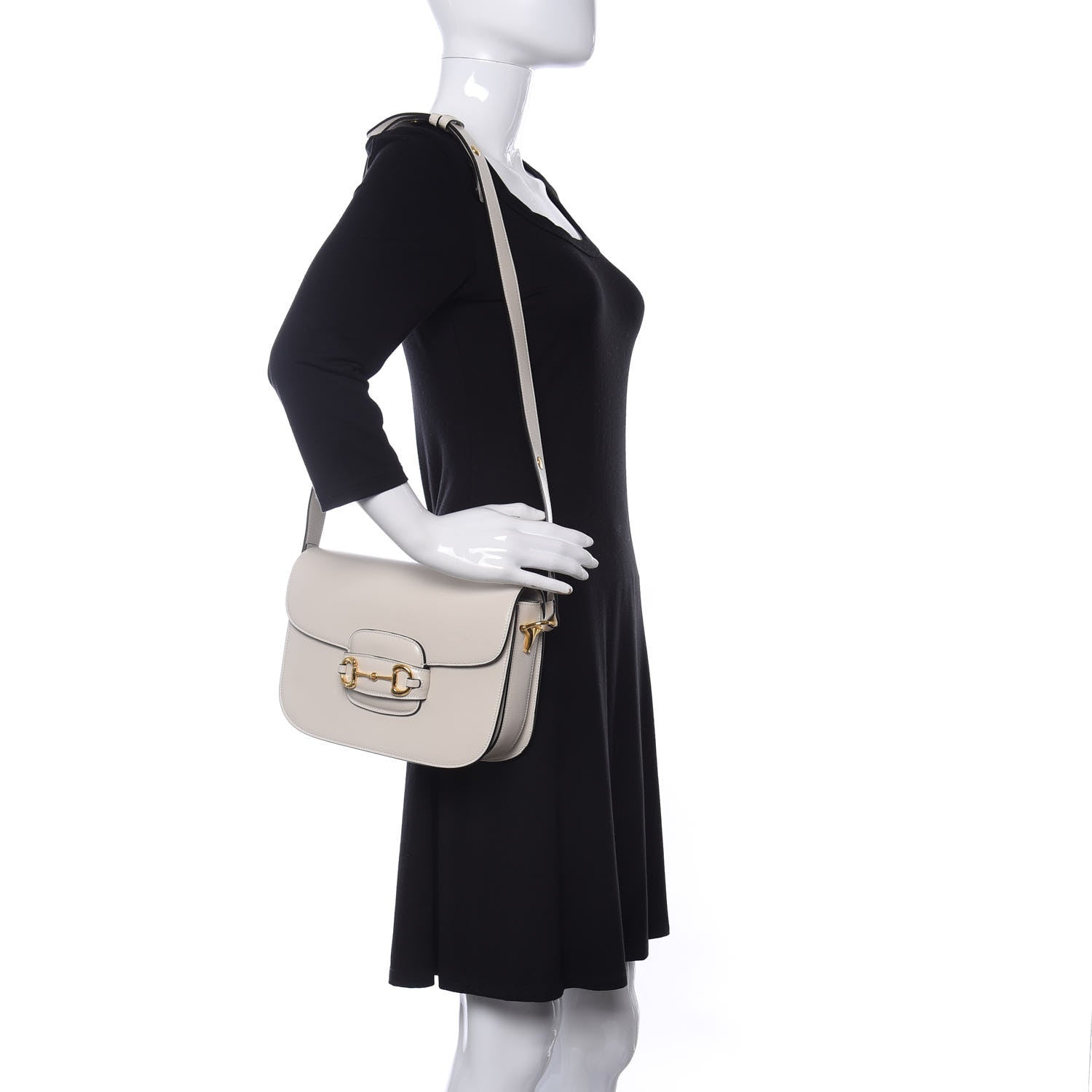 Gucci Azalea Calfskin Horsebit 1955 Shoulder Bag Mystic White 2 of 10