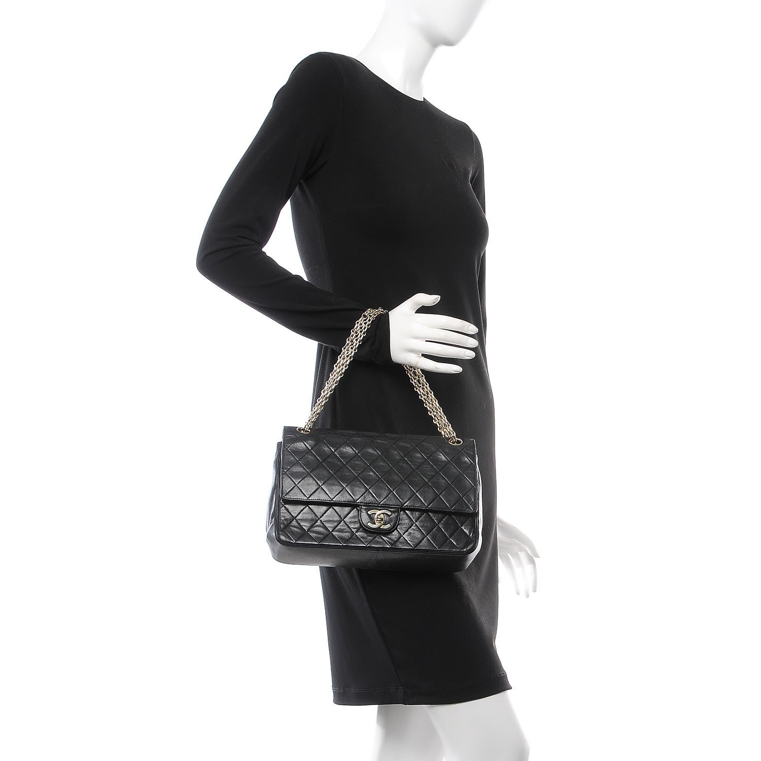 Chanel Lambskin Medium Mademoiselle Chain Double Flap Black 2 of 7
