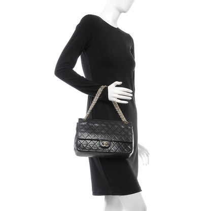Chanel Lambskin Medium Mademoiselle Chain Double Flap Black 2 of 7