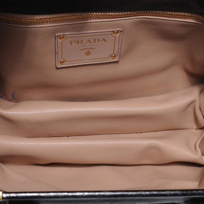 Prada Vitello Shine Borsa Cerniera Black Talco 9 of 11