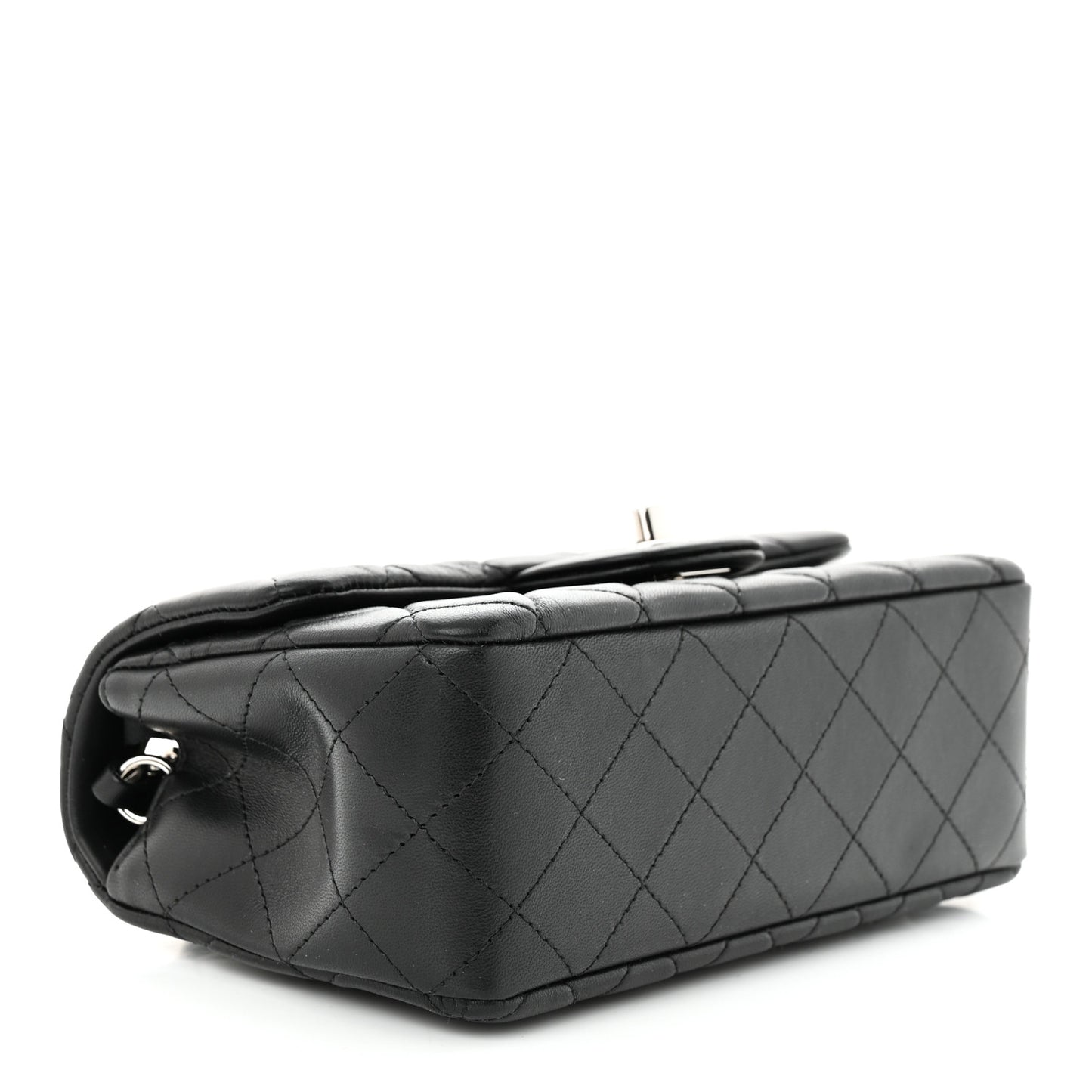 Lambskin Quilted Mini Rectangular Flap Black