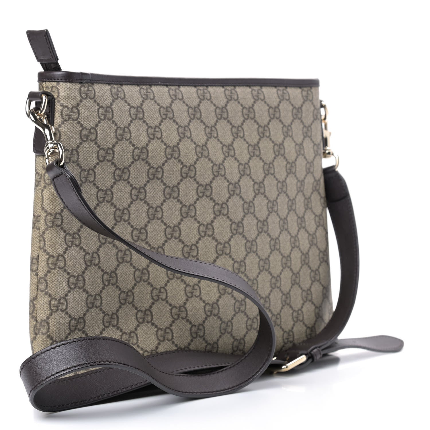 Gucci GG Monogram Web Flat Messenger Floral Bag Dark Brown 3 of 9