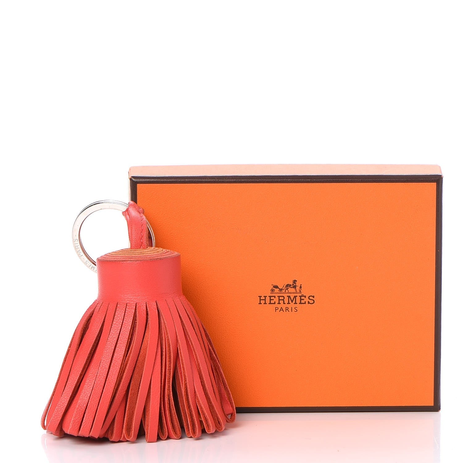 Hermes Lambskin Bicolor Carmen Tassel Key Holder Rose Jaipur Feu 5 of 5