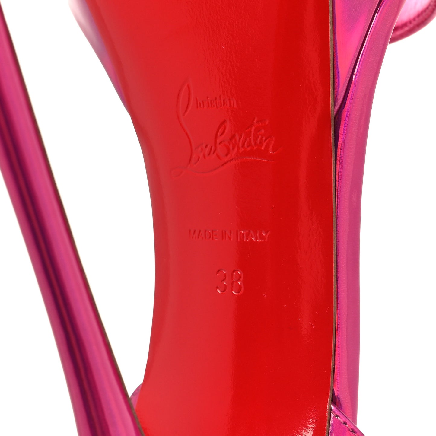 Patent Psychic Loubi Queen Alta 150 Platform Sandals 38 Fuxia