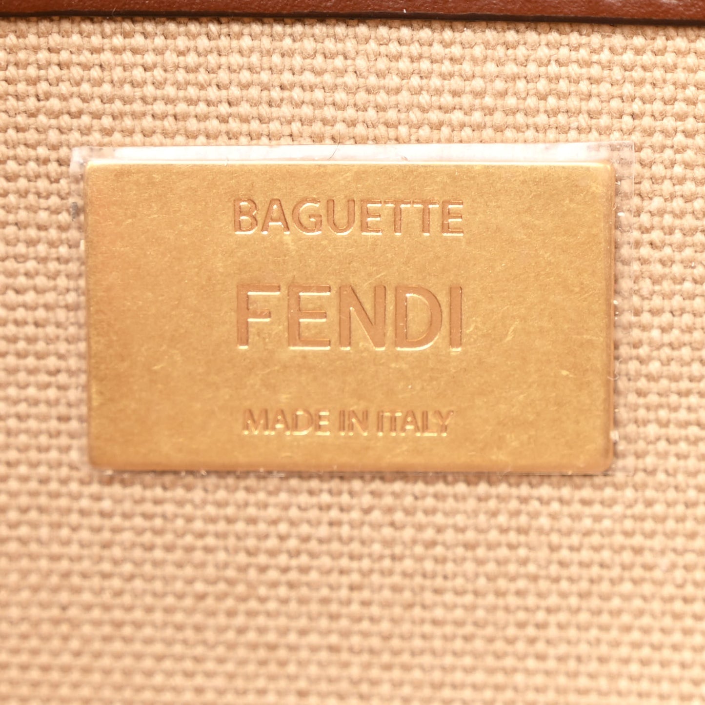 Canvas Vitello King FF Embroidered Baguette Sand Ghianda