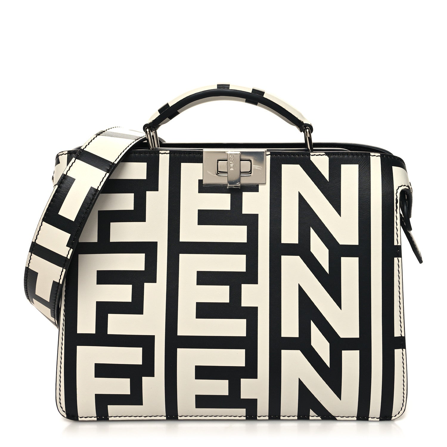 Fendi X MARC JACOBS Nappa Mini Peekaboo I SEE U Satchel Black White 1 of 11