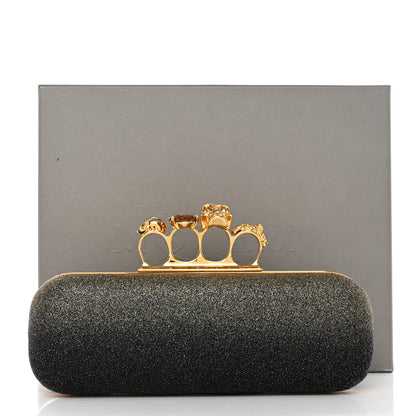 Alexander McQueen Glitter Skull Knuckle Box Clutch Black Gold 8 of 8