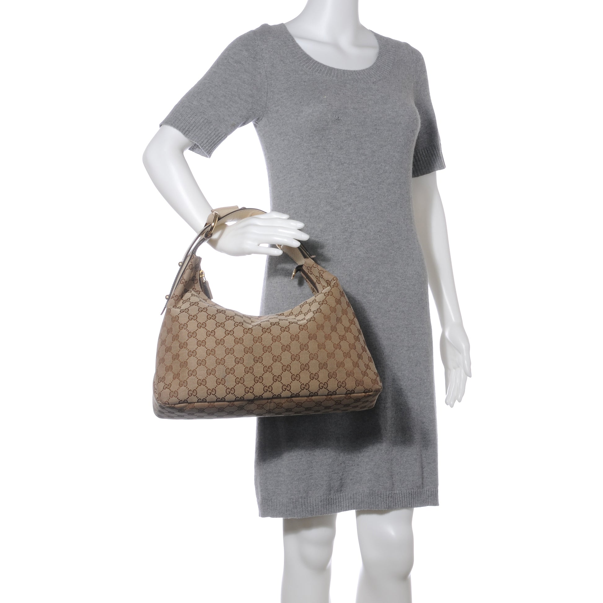 Gucci Monogram Medium Horsebit Chain Hobo White 2 of 9